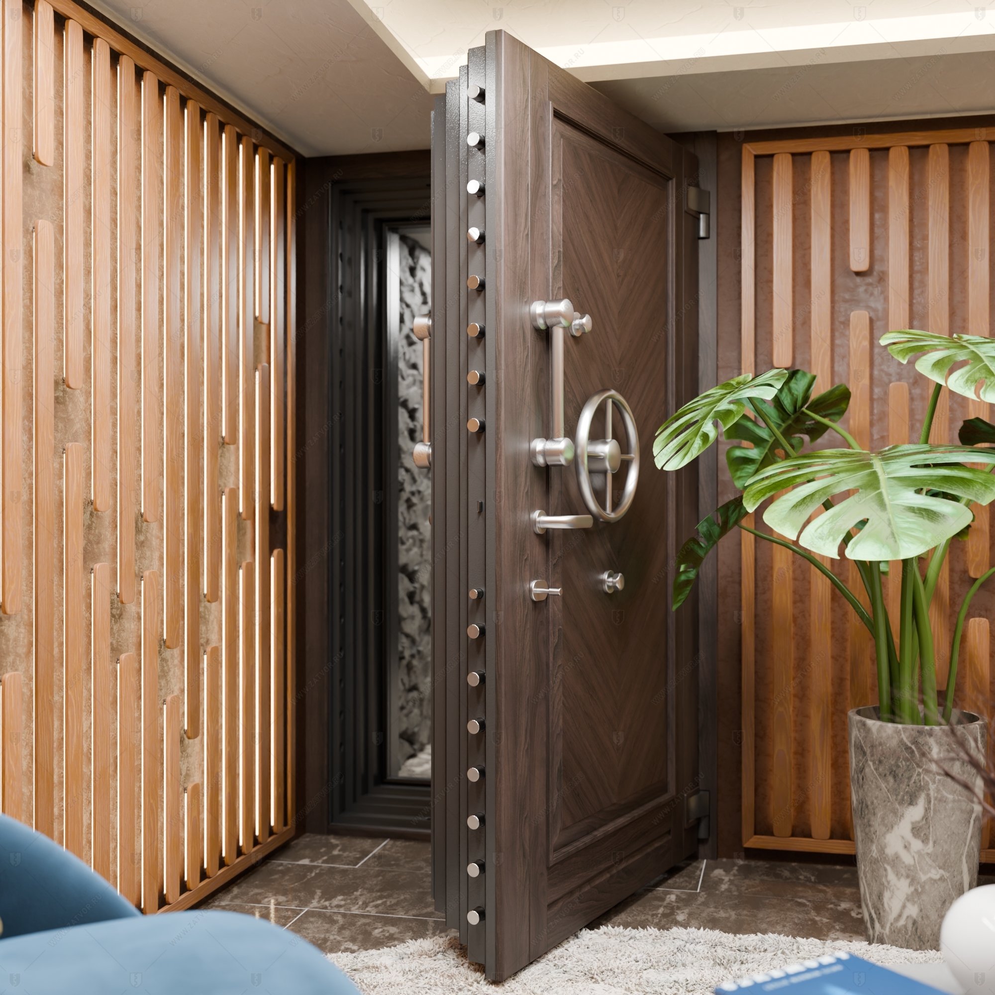 Пожаростойкая бронированная внутренняя стальная дверь "Акесид" БАСТИОН-8_7