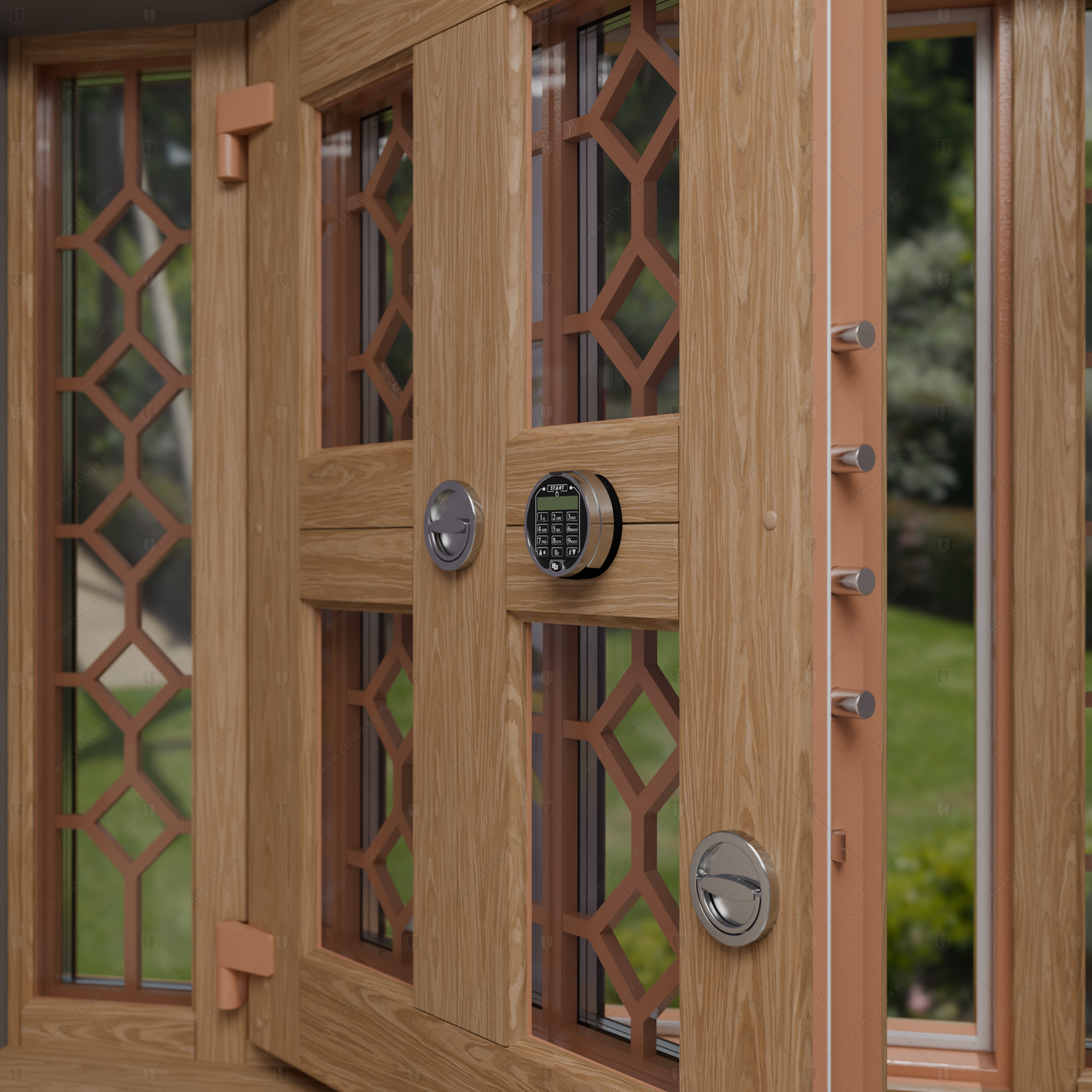 Оконная бронированная открывающаяся группа со стеклом и решетками BR4_8