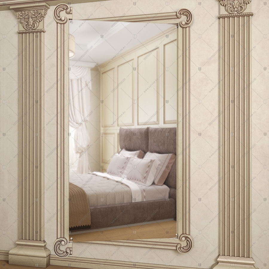 Комплект из двух дверей: Внутренняя дверь "Афон" БАСТИОН-3 и скрытая дверь "Омикрон" СуперЛюкс с наружной панелью из зеркала_8