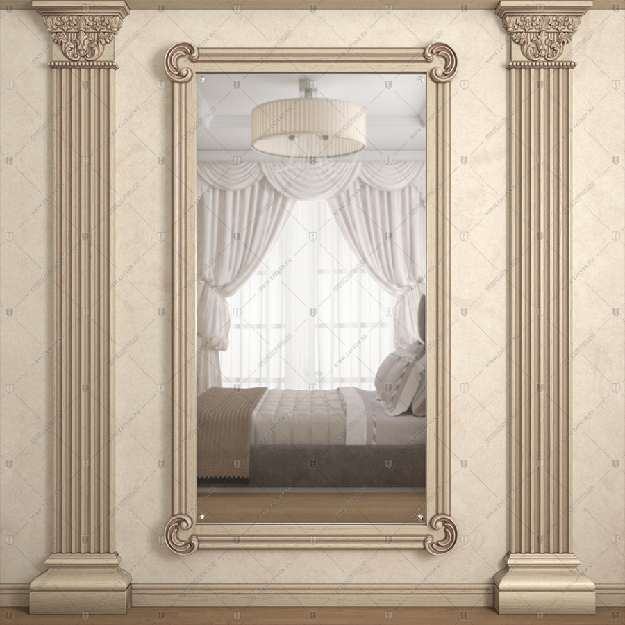 Скрытая дверь "Омикрон" СуперЛюкс с наружной панелью из зеркала_2