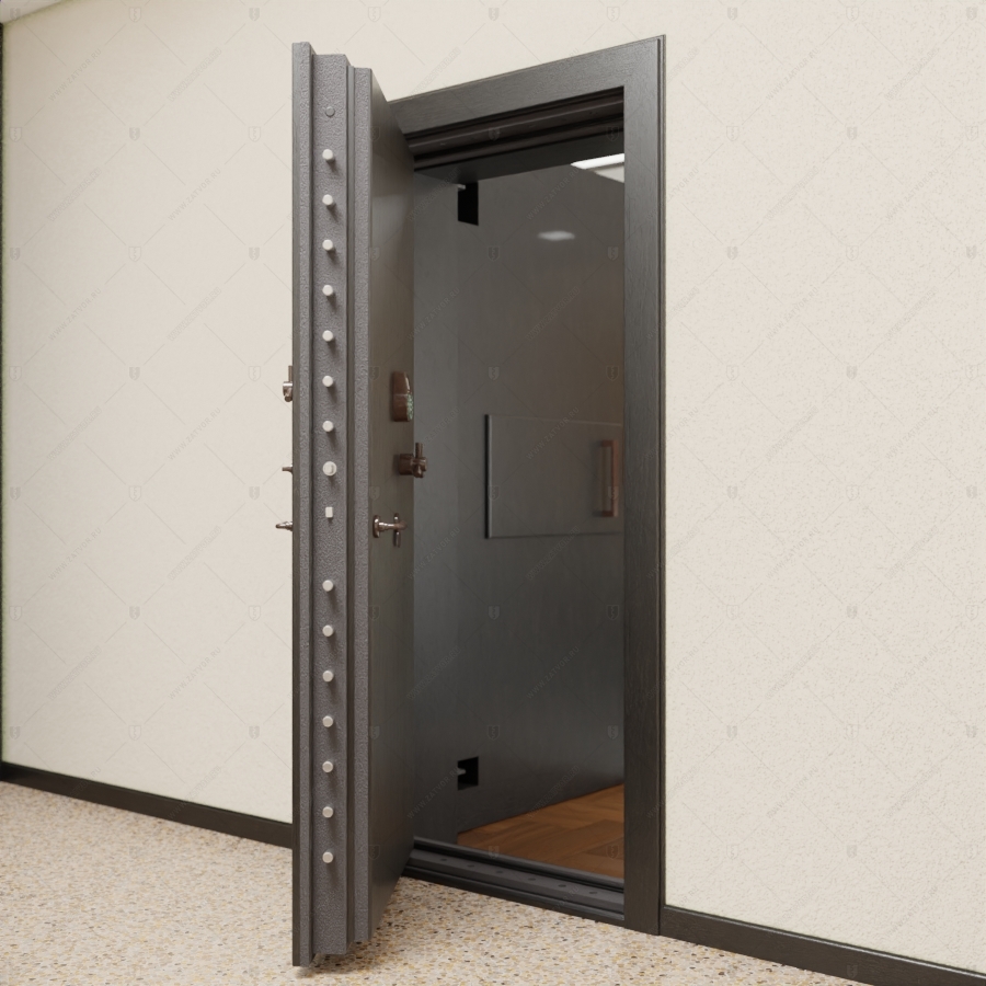 Комплект из двух дверей: пожаростойкая внутренняя дверь "Лахеса" БАСТИОН-3 и выкатной книжный шкаф с полками_7