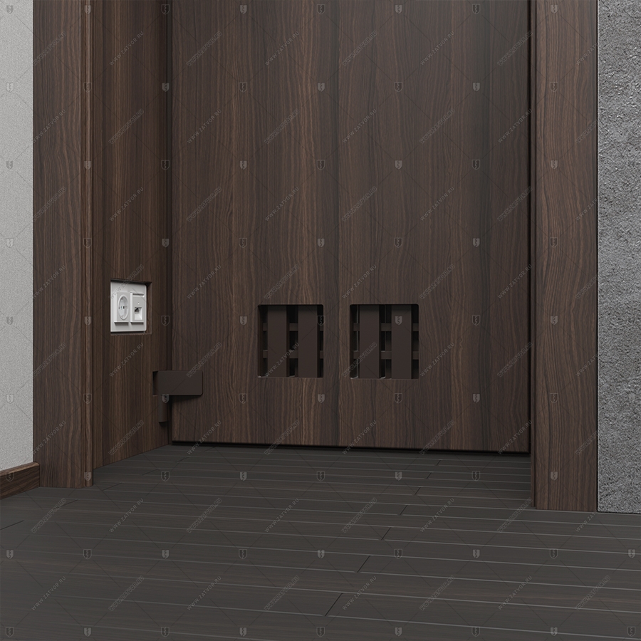 Комплект из двух дверей: защитная дверь "Ройк" БАСТИОН-3 и выкатной книжный шкаф с полками_13