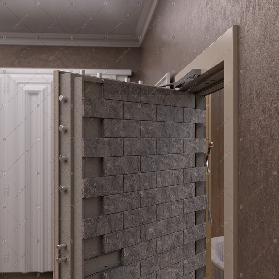 Потайная дверь "Рет" БАСТИОН-3, облицованная кирпичом _15