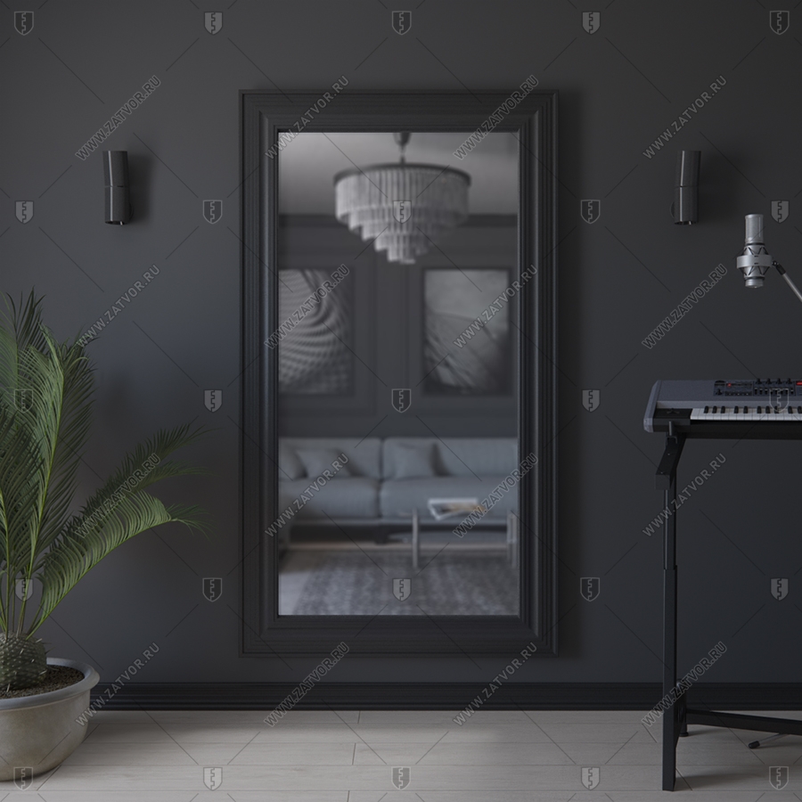 Скрытая (потайная) внутренняя бронированная пожаростойкая дверь "Палеса" БАСТИОН-3 BR4 EIS60 с наружной панелью из зеркала_3