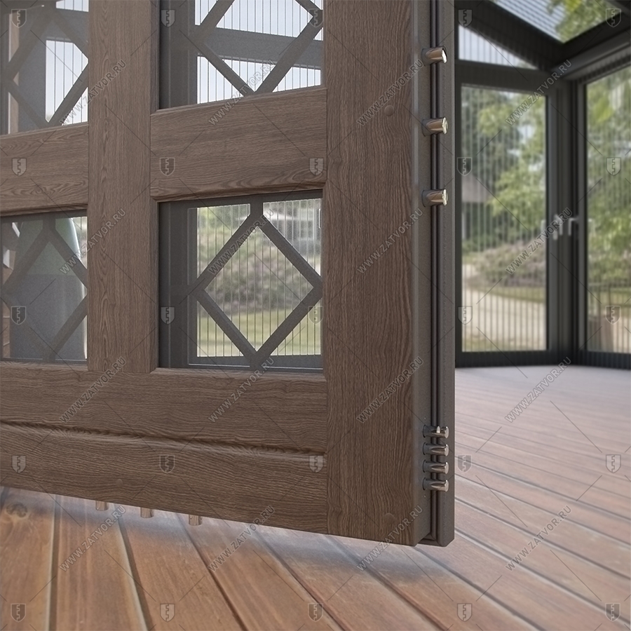 Входная группа в коттедж со стёклами и решётками "Порфирион" БАСТИОН-3_12