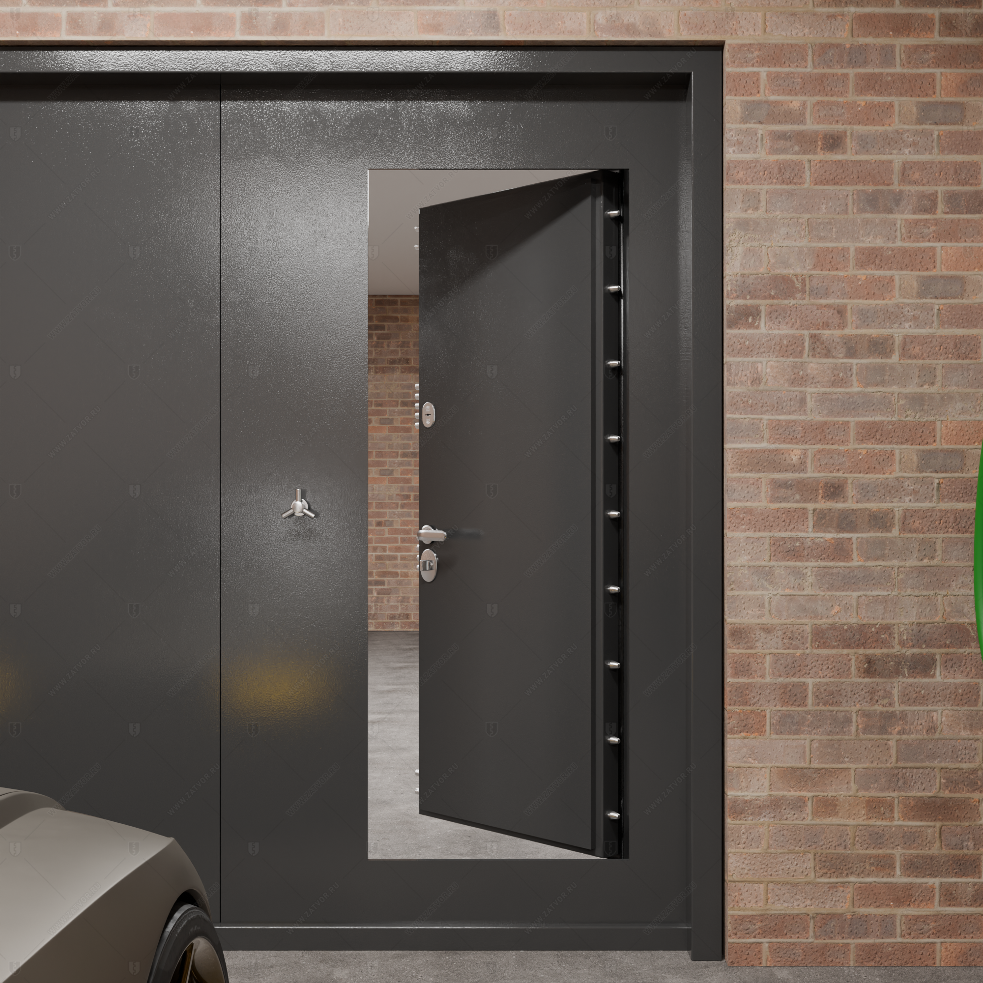 Ворота стальные с калиткой "Бахус" БАСТИОН-3_7