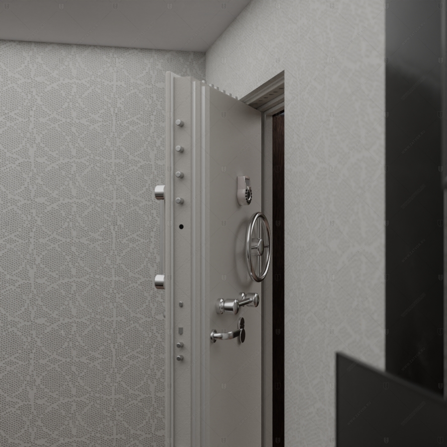 Комплект из двух дверей: пожаростойкая внутренняя дверь "Дамис" БАСТИОН-4 и выкатной шкаф с полками встроенный в шкаф-стену_11