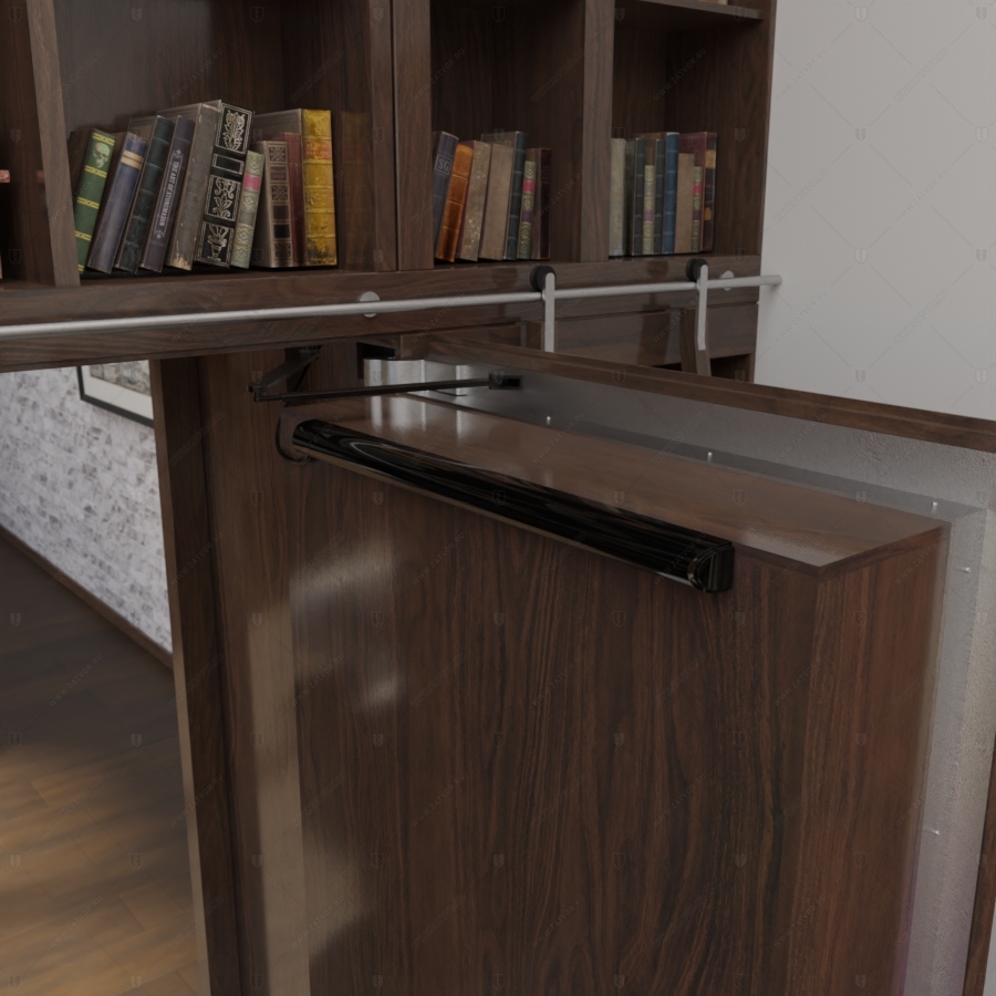 Скрытая дверь "Аргос" СуперЛюкс с панелью в виде книжного шкафа_10