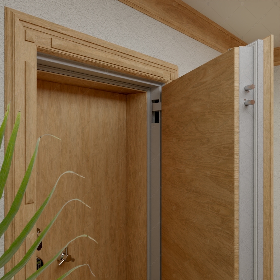 Скрытая дверь "Фита" СуперЛюкс с наружной панелью из зеркала_3