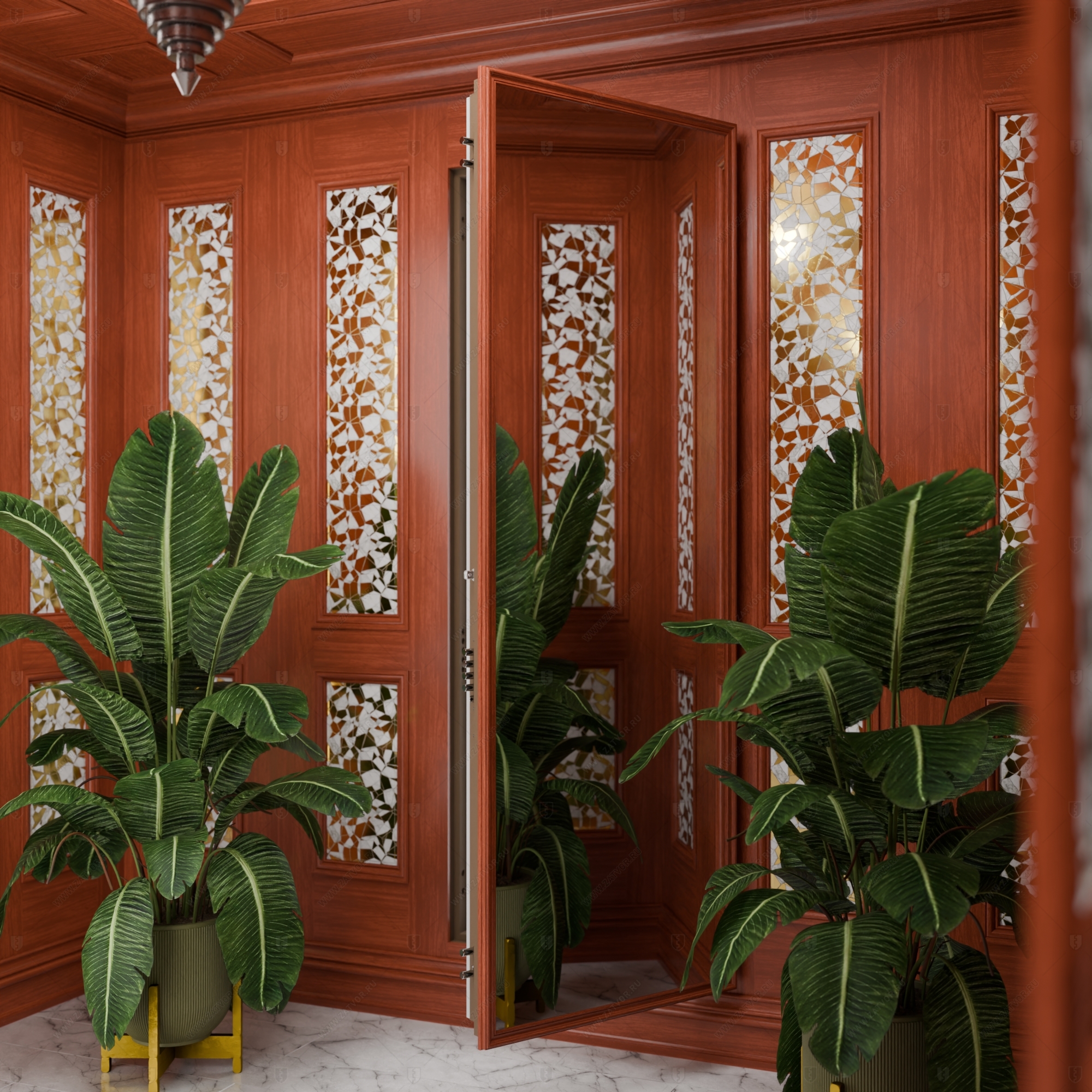 Скрытая (потайная) дверь "Электра" БАСТИОН-1 с наружной панелью из зеркала_11