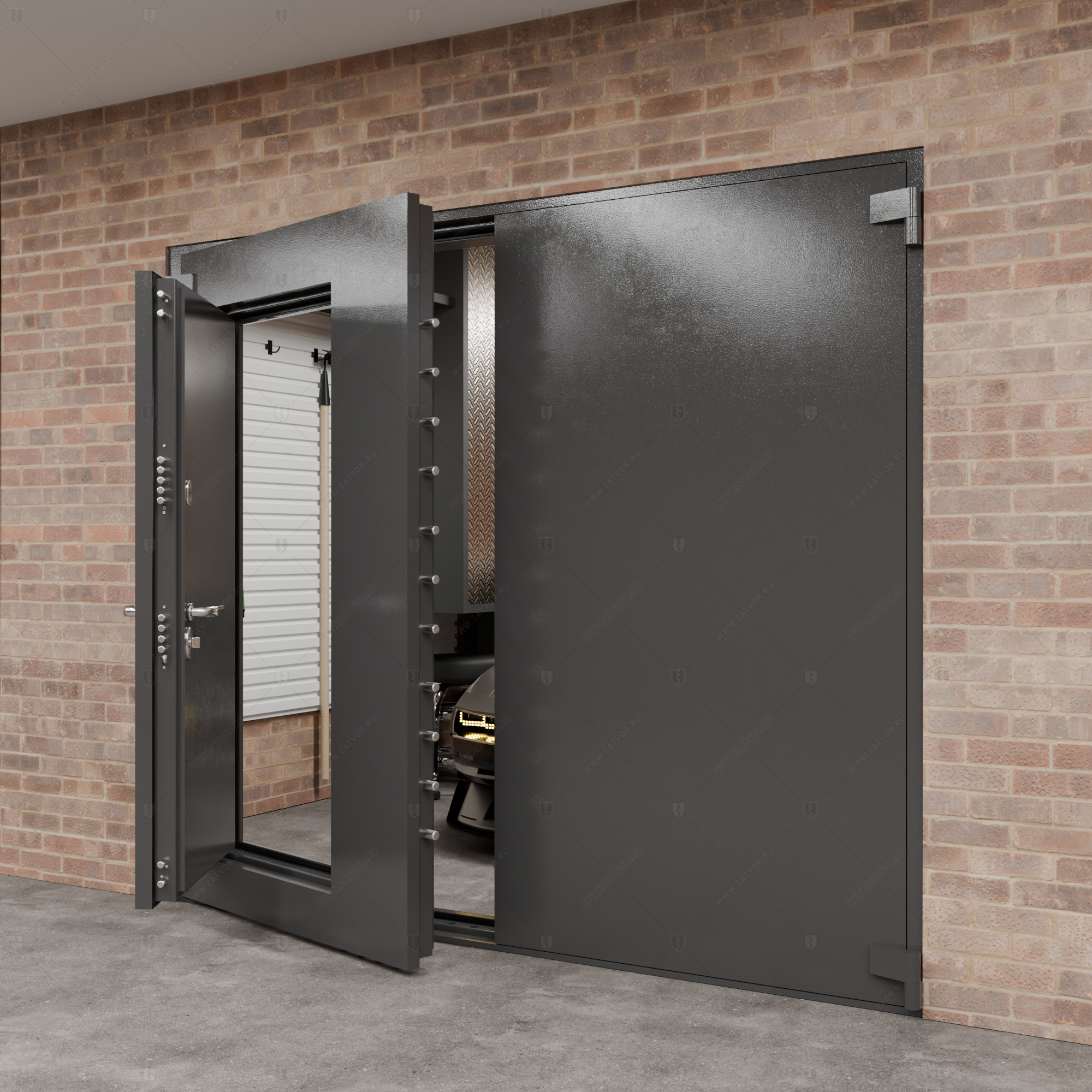 Ворота стальные с калиткой "Бахус" БАСТИОН-3_10