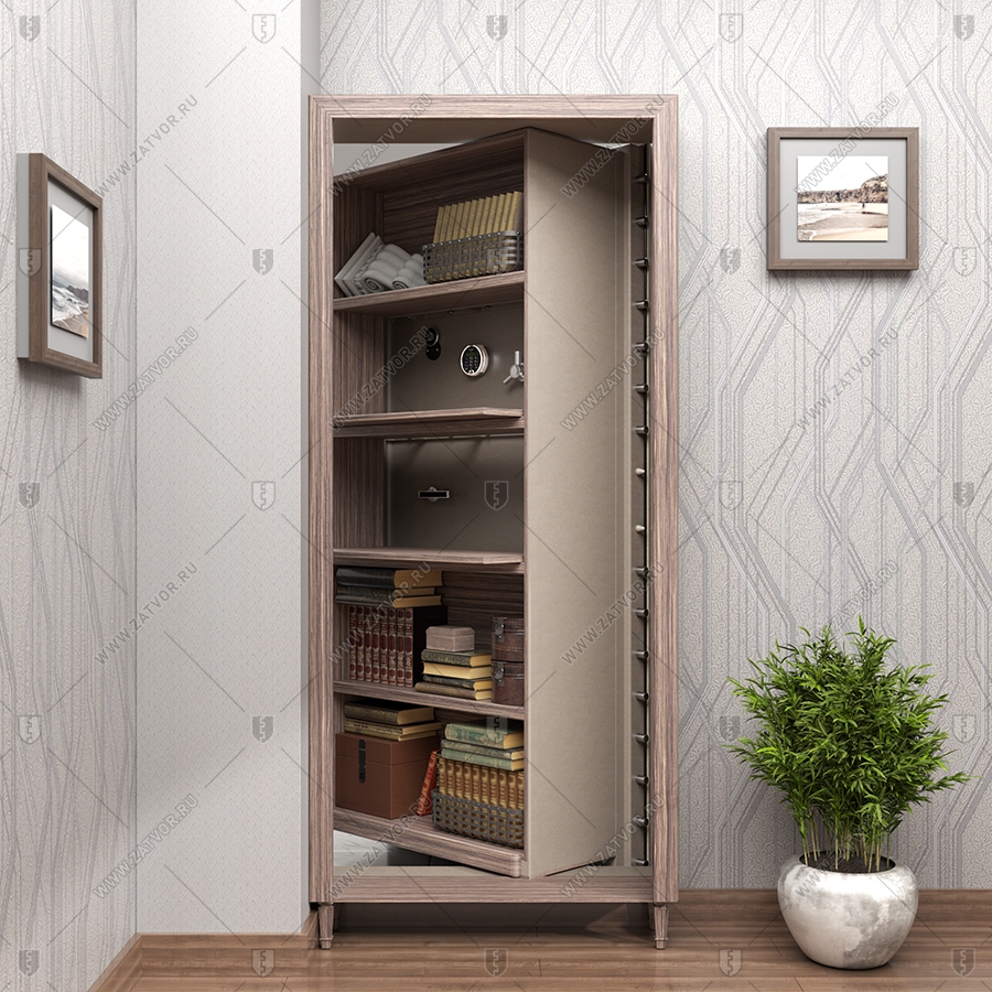 Внутренняя скрытая дверь "Теллура" БАСТИОН-3 в потайное помещение, замаскированная за книжными полками_6