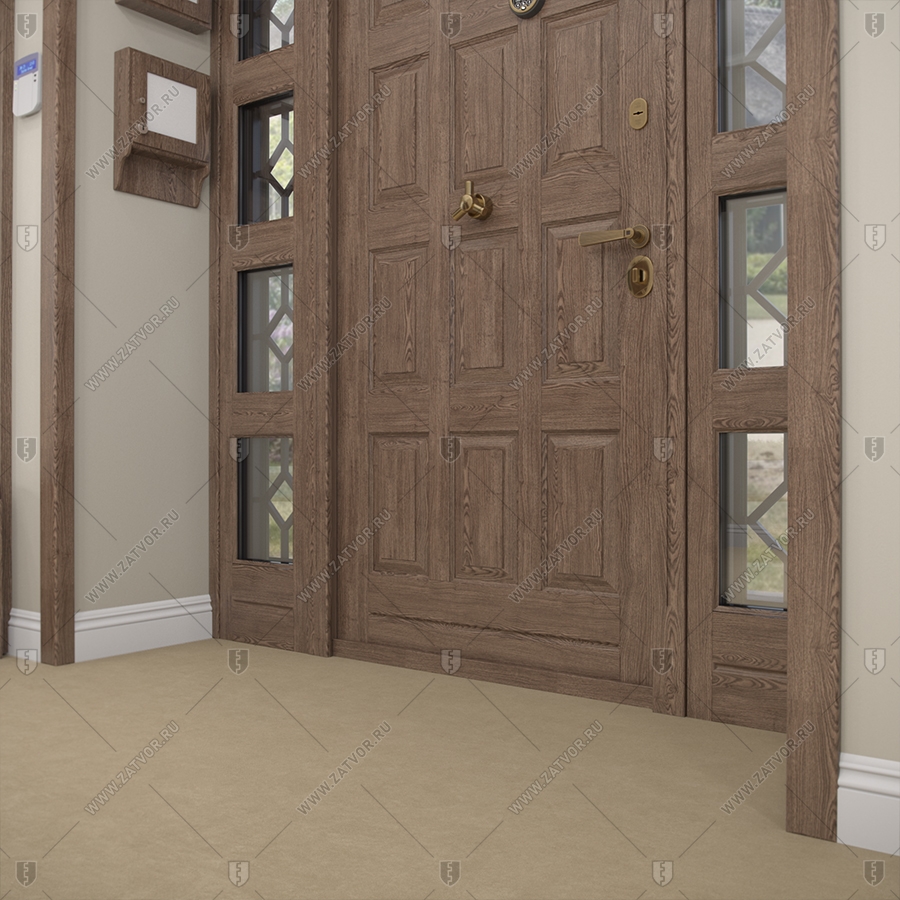 Входная группа в коттедж со стёклами и решётками "Эффракоридон" БАСТИОН-3_13