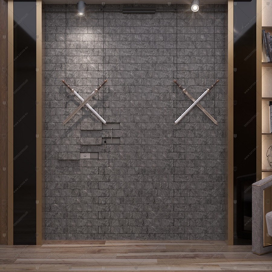 Потайная дверь "Рет" БАСТИОН-3, облицованная кирпичом _4