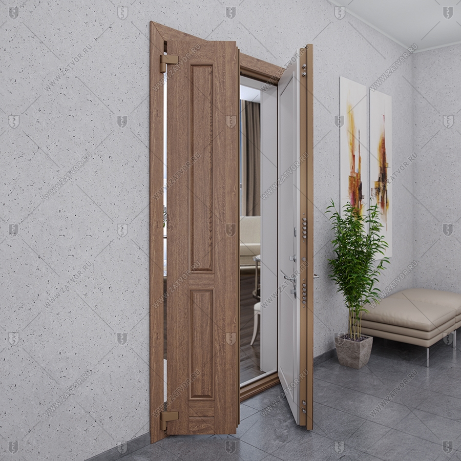 Двустворчатая входная дверь"Мусика" БАСТИОН-1 _6