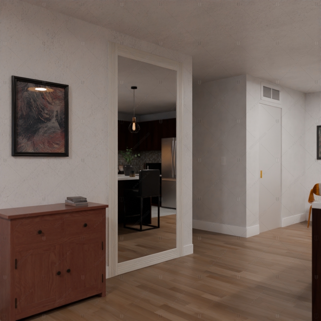 Скрытая дверь "Эос" БАСТИОН-1 с панелью в виде зеркала_4