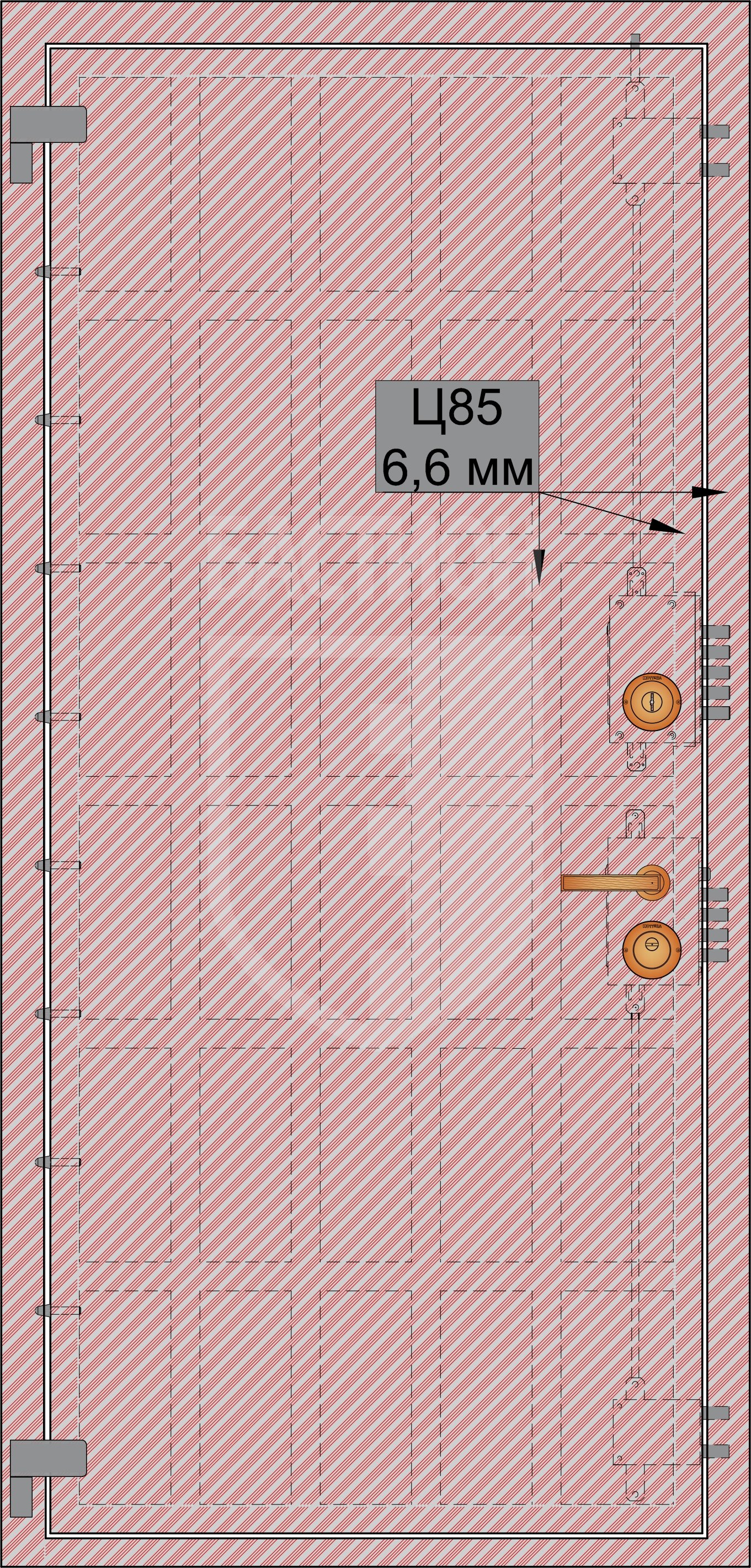 Защита створки и рамы пулестойкой сталью 42XCHMA (Ц85) толщ. 13 мм (класс BR5) 