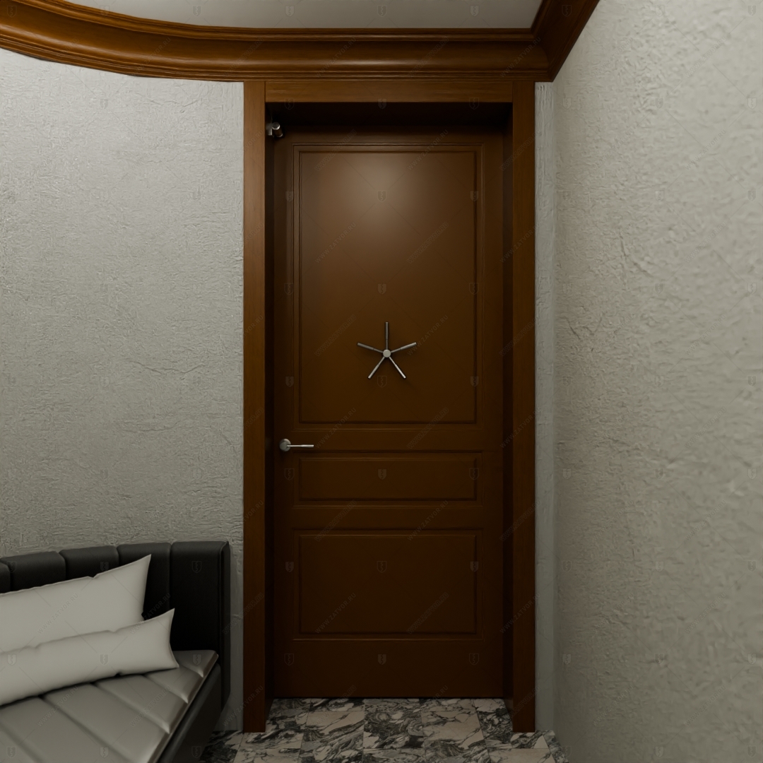 Скрытая дверь "Пеоней" БАСТИОН-1 с панелью в виде книжного шкафа_1