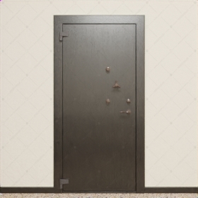 Комплект из двух дверей: пожаростойкая внутренняя дверь "Лахеса" БАСТИОН-3 и выкатной книжный шкаф с полками_1