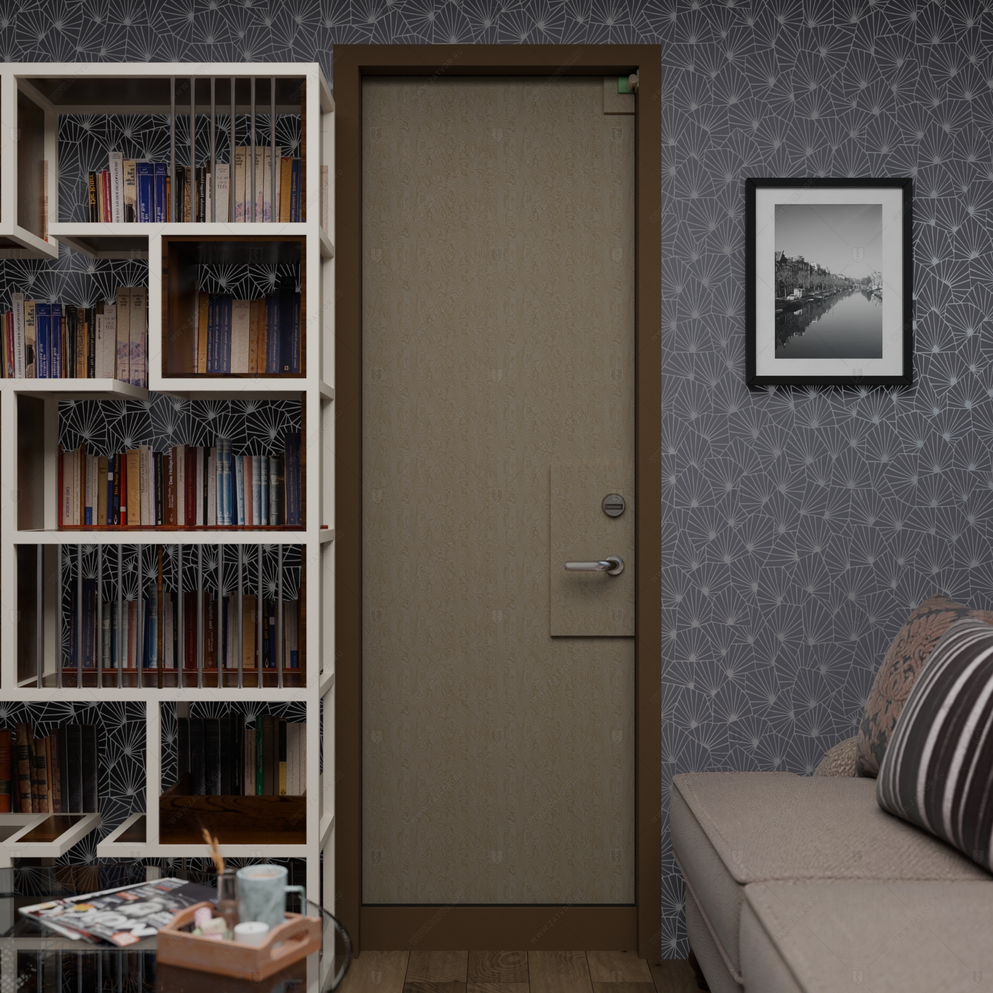 Скрытая (потайная) дверь "Электра" БАСТИОН-1 с технологической облицовкой_1