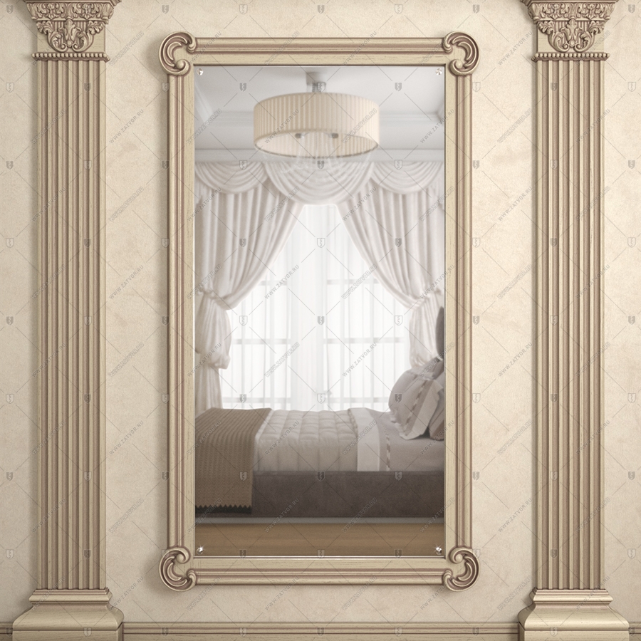 Скрытая дверь "Омикрон" СуперЛюкс с наружной панелью из зеркала_0