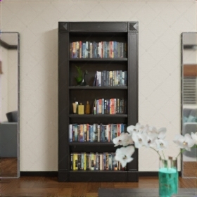 Комплект из двух дверей: пожаростойкая внутренняя дверь "Лахеса" БАСТИОН-3 и выкатной книжный шкаф с полками_0