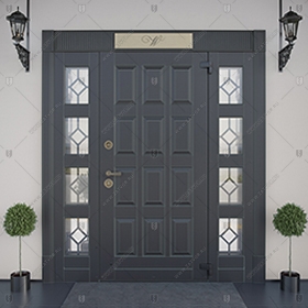 Входная группа в коттедж со стёклами и решётками "Эффракоридон" БАСТИОН-3_0